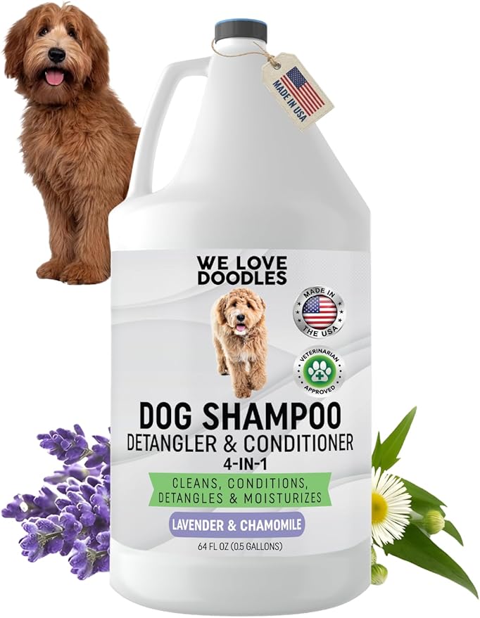 Dog Shampoo Half Gallon, Cleans, Conditions & Detangles, Lavender, 64OZ | For Sensitive Itchy Skin, Hypoallergenic, Tearless, Best Shampoo For Smelly Dogs, Goldendoodle, Poodle & Doodle, Made in USA