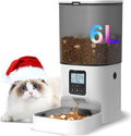 Automatic Cat Feeder, 6L Cat Food Dispenser with 10s Voice Recorder, Pet Feeder up to 8 Meals per Day, Timed Feeder with Dry Food Sealed Ring (Jade White)