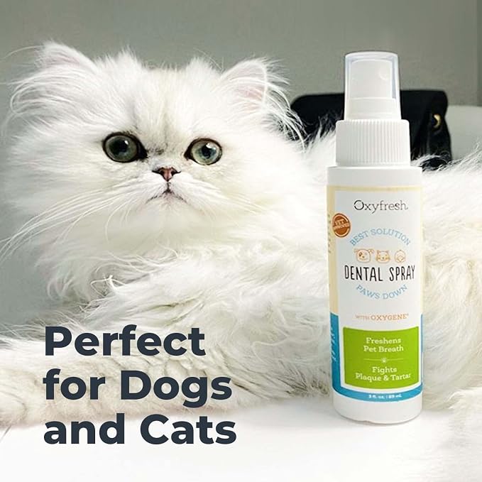 Oxyfresh Premium Tartar Control Dog and Cat Dental Spray – Freshens Breath | Fast Acting Dog & Cat Breath Freshener – Brushless Teeth Cleaning Oral Care – Helps Fight Plaque and Tartar –Baking Soda Free