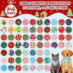Geyoga 240 Pcs Christmas Dog Bandanas Bulk Xmas Pet Bibs Triangle Scarf - Image 3