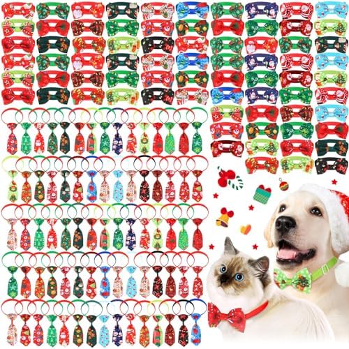 Chunful 150 Pcs Adjustable Christmas Dog Bow Ties & Neckties, Santa Claus by Chunful