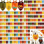 200 Pcs Fall Thanksgiving Dog Bandanas Bulk, Autumn Grooming Costume by Clysee