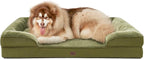 EHEYCIGA Orthopedic XXL Dog Bed, Waterproof Washable XL Big Pet Bed 48" | Non-Slip Bottom and Egg-Crate Memory Foam Extra Large Pet Couch Bed with Washable Removable Cover, Olive Green