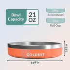 Coldest Dog Bowl - Anti Rust Metal, Non Slip, 3 Layers Insulated Stainless Steel Dog Bowls - Spill Proof & Heavy Duty - Water Bowl for Dogs, Cats & Pets, Dish Washer Safe (21 oz, Mars Red Glitter)