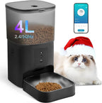 2.4G/5G Automatic Cat Feeder, 4L WiFi Food Dispenser with 10s Voice Recorder, Pet Feeder up to 10 Meals per Day, Timed Cat Feeder with Dry Food Sealed Ring