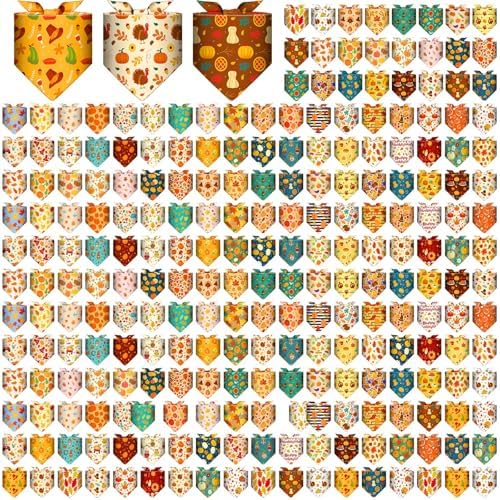 Geyoga 240 Pcs Fall Dog Bandanas Bulk, Thanksgiving Pet Bandanas by Geyoga