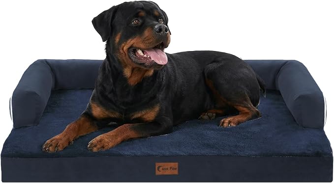 Orthopedic Dog Bed for Extra Large Dogs, 48x30in, Navy Blue | Orthopedic Foam Relieves Joint Pressure, Bolsters Supports Head And Neck, Washable Cover, Non-Slip Bottom