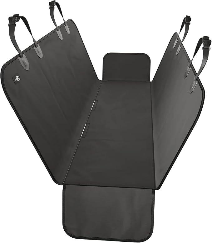 Active Pets Waterproof Hammock Standard Car Seat Cover, Fits Sedans Hatchbacks Crossovers Coupes Compact Vehicles, Secure Convertible Travel Bed Protects Backseat Cargo from Dogs, Black w/Black Trim