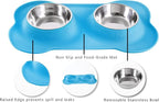 Hubulk Pet Dog Bowls 2 Stainless Steel Dog Bowl with No Spill Non-Skid Silicone Mat + Pet Food Scoop Water and Food Feeder Bowls for Feeding Small Medium Large Dogs Cats Puppies (Medium, Turquoise)