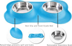 Hubulk Pet Dog Bowls 2 Stainless Steel Dog Bowl with No Spill Non-Skid Silicone Mat + Pet Food Scoop Water and Food Feeder Bowls for Feeding Small Medium Large Dogs Cats Puppies (Large, Turquoise)