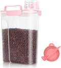 Pet Dog Cat Food Storage Container 5 to 7 lbs with Can Cover and Mixing Spoon, Airtight Pet Food Storage Dispenser with Large Spout & Measuring Cup for Kibble Dog Treat Bird Seed Container -Pink