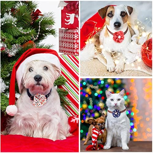 Kigeli 80 Pieces Christmas Dog Collar Flowers Bows Xmas Pet Charms,Santa - Image 6