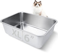 Stainless Steel Cat Litter Box 19.5"x13.6"x6" | For Adult Cats or Kitty/Kitten, Rust-Proof, High Side, Non Stick, No Smell, Easy to Clean