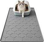 Garoopion Silicone Cat Litter Mat 34×22 inch, Easy to Clean, Dark Gray | Waterproof Silicone Mat with Raised Edges, Catch Litter, Protect Floor from Urine, Multi-Use for Dog/Sink/Kitchen/Boots