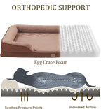 Bedfolks Orthopedic Dog Bed Extra Small, Waterproof Dog Sofa Bed for Small Dogs & Cats, Egg Foam Pet Couch Bed with Removable Washable Cover and Nonslip Bottom, Brown