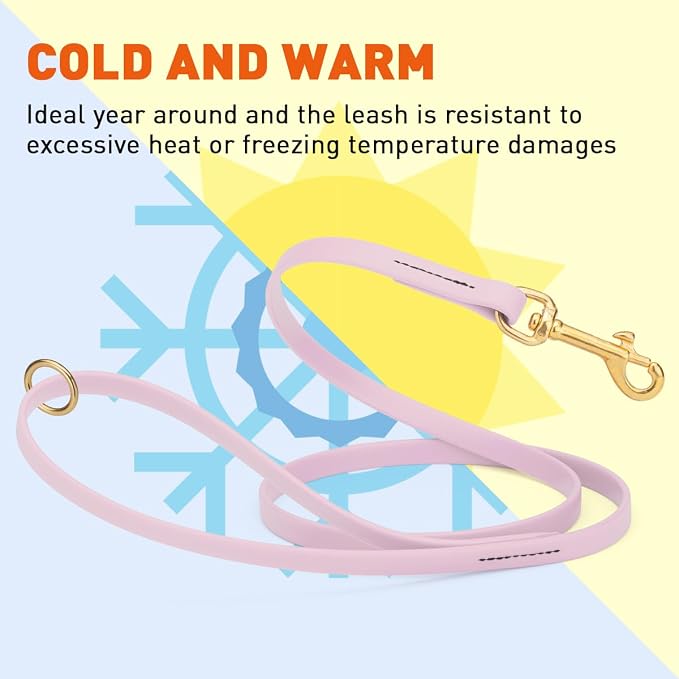 Viper Biothane K9 Working Dog Leash Waterproof Lead for Tracking Training Schutzhund Odor-Proof Long Line with Solid Brass Snap for Puppy Medium and Large Dogs 4ft, Pastel Purple