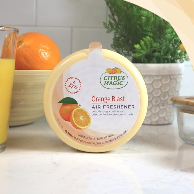 Citrus Magic Solid Air Fresheners, Orange Blast, 8 Ounce, Pack of 3 | Odor Absorbing, Passive Diffusion, Odor Elimination Up to 4 Weeks Each, Ideal for Home