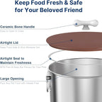 Paw Libero 2PK 35 Lbs Stainless Steel Dog Food Storage Container with Airtight Lid & Ceramic Bone Handle, Large Metal Dog Food Bin for Dogs & Cats, Keep Fresh, Easy to Clean