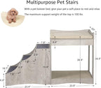 unipaws Pet Bunk Bed with Removable Step for Dog and Cat, Window Perch Seat | Multi-Level Bed with Cushion and Cat Scratch Pad, Indoor Use, Grey
