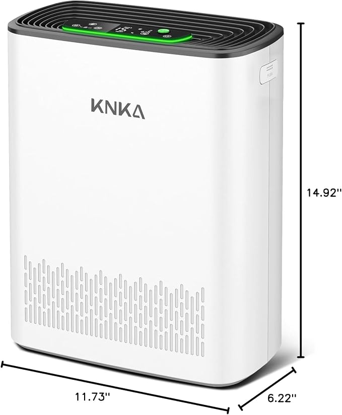 KNKA Air Purifiers for Home Bedroom Up to 1147 Ft² in 1 Hr, APH3000, White | Washable Pre-Filter, AHAM VERIFIDE, AQI Display, Turbo & Auto Modes, HEPA Sleep Mode, Air Cleaner for Dust, Pollen