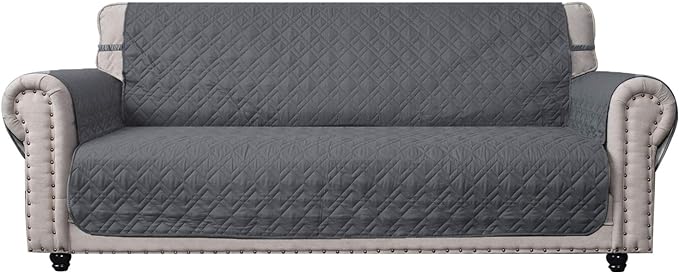 Ameritex Couch Sofa Slipcover 100% Waterproof Nonslip Quilted Furniture Protector Slipcover for Dogs, Children, Pets Sofa Slipcover Machine Washable (Dark Grey, 68")