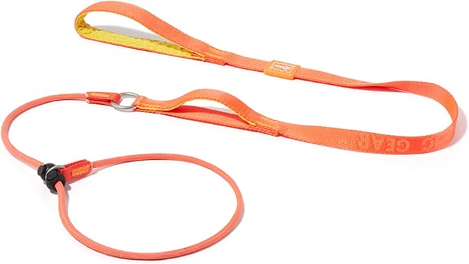 HowGo Slip Lead Dog Leash, 2 Spring-Loaded Slide Stopper (Orange 5.0FT) | Double Paddle Handles Heavy-Duty Training Lead Collar,Lightweight Aluminum Nylon,No-Pull Walking,All Breeds, Dog Trainer