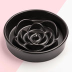 8.26 in Black Dog Bowl Slow Feeder Ceramic for Medium and Large Breed,Elevated/Raised Slow Feeding Dog Food Water Dish Heavy Weighted,Puppy Dish for Fast Eaters,Puzzle Eating Bowl Modern Maze