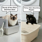 XL Stainless Steel Litter Box 2 Pack, Metal Cat Litter Box with Lid | Large to XLarge High Sided, Easy Clean, Non Stick & No Smell