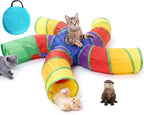 Bemodst S-Type Cat Tunnel, 2 Way/3 Way/4 Way/5 Way Collapsible S-Shape Small Animal Tubes Kitty Tunnels Interactive Maze House Toy with Storage Bag for Kitten Puppy Rabbit Guinea Pig (Rainbow-5 Way)