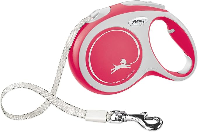 FLEXI New Comfort Tape Retractable Dog Leashes for Large Dogs Upto 132 lbs. – 16 ft., Red/Pastel | Tangle Free Pet Walking Leash with One-Handed Brake, Pause, Lock|German Quality Product