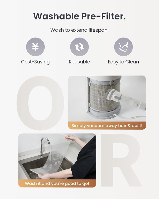 SwitchBot Air Purifier for Home Large Room, Matter, Up to 3620 ft², Air Purifier for Wildfire Smoke, Pets, Odors, 20dB, Washable Pre-filter, Pet Mode, RGB Light, Work with Alexa, HomeKit, Google Home