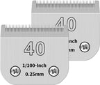 40# Pet Dog Grooming Detachable Ceramic Blades, 2 PCS | Compatible with Andis, Oster A5, Wahl KM10 Clippers, Cut Length 1/100" (0.25mm)