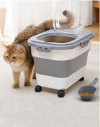 20-23 Lbs Dog Food Storage Container Airtight,Collapsible Pet Food Storage | Dog Food Container with Double Airtight Seal & Magnetic Lid,Cat Food Container with Wheels for Easy Moving,Small Jar,Scoop