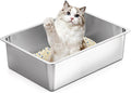 Kirecoo Large Stainless Steel Cat Litter Box High Sided, Non-Stick | Solid Metal Box, Odor Free, Non Stick, Rust Proof, Easy to Clean, Ideal for Cats, Kittens, Multi-cat & Rabbits, Indoor Use