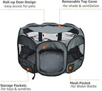 AmazonBasics Foldable Octagonal Indoor/Outdoor Portable Soft Pet Dog Playpen with Storage Pockets, Large (45 x 45 x 24 inches), Grey