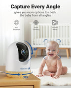 MUBVIEW 5MP Indoor Pan-Tilt Security Cameras, Dual-Band WiFi, 2-Pack | Phone app, for pets and baby rooms, night vision, 24/7 recording, 2-way audio, motion tracking