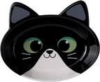 The Cat Ladies Ceramic Cat Bowls - Whisker Friendly Food Bowl - Cute Pet, Kitten Plates - Dishes for Indoor Cats - Dish for Wet Food & Water - Platos para Gatos - Black and White Cat, Small