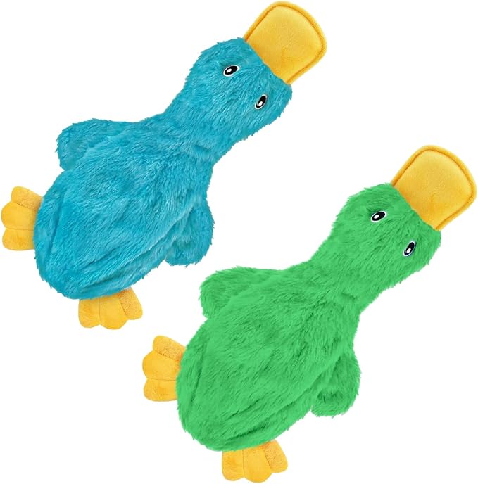 Best Pet Supplies Squeaky Dog Toys with Soft Durable Fabric for Small, Medium and Large Pets Interactive Toy for Indoor Play, Supports Active Biting and Play - Crinkle Duck (Light Green & Turquoise)