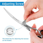 HASHIMOTO Curved Dog Grooming Scissors, 6.5 inch, Trimming Face and Paws. | Sharp, lightweight, 440C Stainless Steel, 30 Degree of Curved Blade