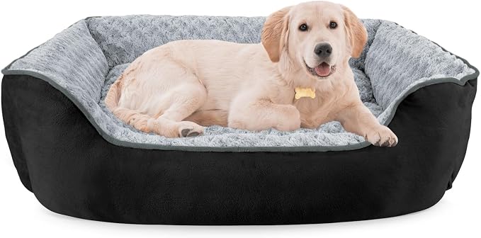 JOEJOY Rectangle Dog Bed for Large Medium Small Dogs - Washable Orthopedic Sofa Bed, Soft Breathable Puppy & Pet Cuddler, Durable Calming Dog Bed with Anti-Slip Bottom, Multiple Sizes, Black