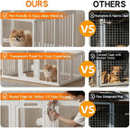 Clear Acrylic Dog Playpen with Door, 8-Panel 24 Inch Tall Indoor Puppy Enclosure with Secure Lock Door. Lightweight, Durable Washable Plastic, Easy Setup, Low Maintenance & Simple Cleaning（White）