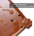 Hoki Found Silicone Pet Food Tray - Non Slip Pet Dog Bowl Mats - Cat Waterproof Mat for Carpet - Caramel