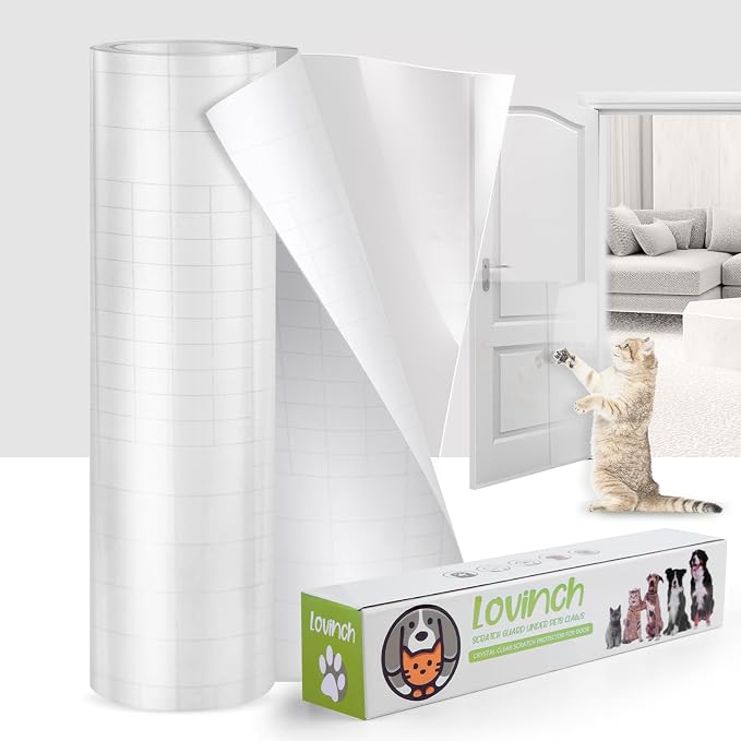 [Thicken Vinyl] Anti Cat Scratch Furniture Protector, Single-Sided Sticky Couch Protector for Cats, Flexible Couch Corner Guard Under Cats Claw, Cat Scratch Deterrent Tape-(160" x 12.4")