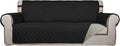 PureFit Reversible Quilted Couch Covers for Dogs Oversized Sofa Cover 78” | Black/Beige, Water Resistant Couch Protector, Washable Pet Couch Cover with Non Slip and Elastic Straps For Kids