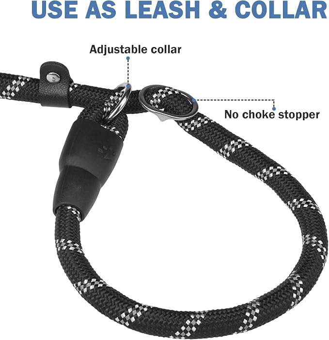 HOMIMP Slip Lead Dog Leash 6 FT - Reflective 4 PCS Bulk Color Heavy Duty Rope Dogs Leash for Small Medium Large Dogs Puppy - Soft Long Padded Handle Thick Dog Leashes for Shelter, Vet, Training