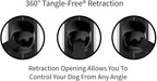 TUG 360° Tangle-Free Retractable Dog Leash with Anti-Slip Handle | 16 ft Strong Nylon Tape | One-Handed Brake, Pause, Lock (Large, Grey)