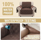 H.VERSAILTEX 100% Waterproof Chair Slipcovers Modern Oversized Chair Cover Slip Covers for Armchairs with Elastic Straps (Chair, Brown/Beige)
