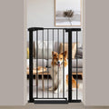 Fairy Baby Narrow Baby Gate 24.5"-29.5" Inch Wide, 38" Tall Pressure Mounted Auto-Close Small Pet Gate for Stairs and Doorways, No Drill Metal Safety Gate Indoor for Kids and Pets, Black