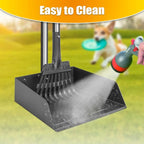 TOOGE Larger Pooper Scooper for Large Dogs Long Handle Stainless Metal | Dog Pooper Scooper for Large Medium Small Dogs Tray and Rake Set Heavy Duty