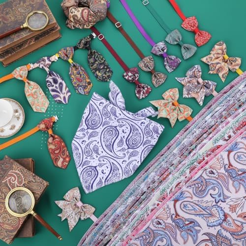 Reginary 120 Pcs Paisley Dog Bandanas Bulk Dog Bows Set Bow Ties Cat Scarf Colorful Washable Triangle Pet Kerchief Cute Bib for Summer Small Medium Large Pets Grooming Accessories Costume - Image 4